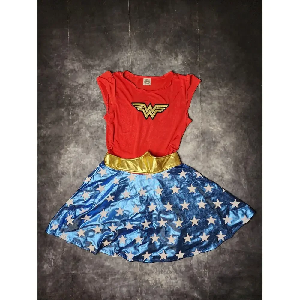 DC Wonder Woman Girl, Size Child Large 12-14, Halloween Costume Dress, Cape